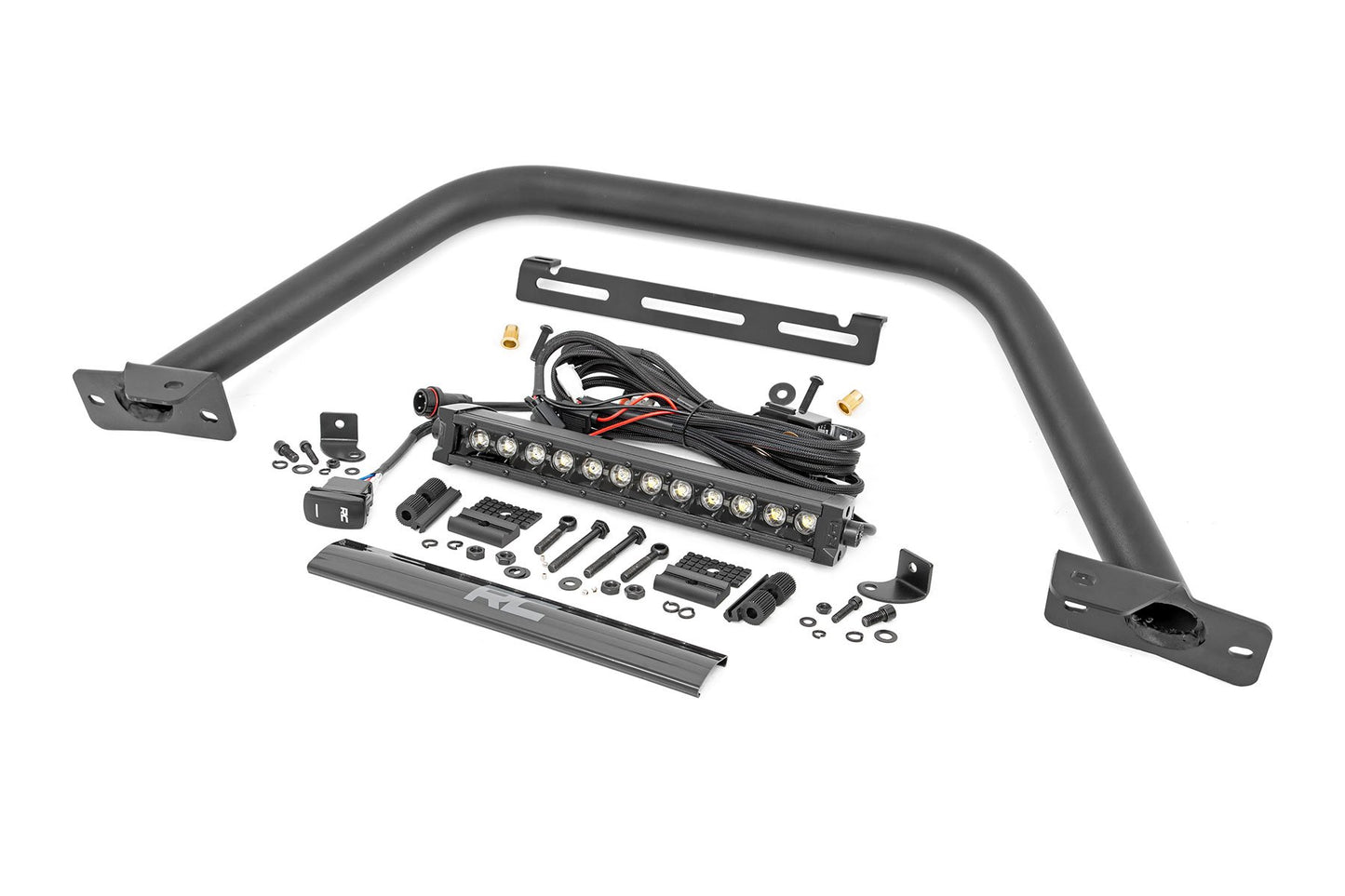 Rough Country Safari Bar | 12" LED Light Bar | Black | DRL | Single Row | OE Modular Steel | Ford Bronco (21-25)