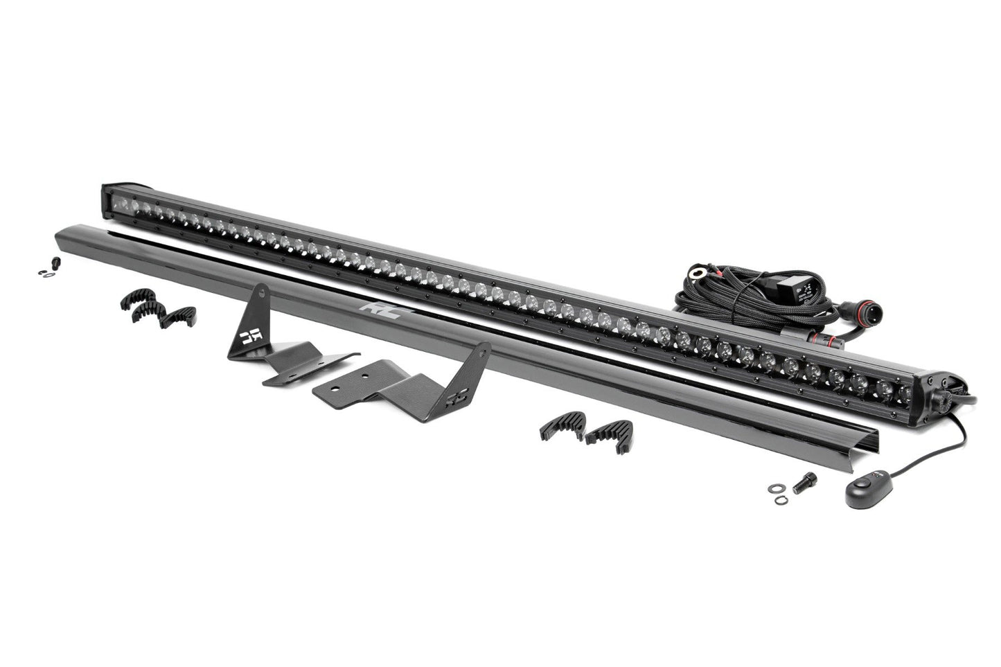Rough Country LED Light Kit | Upper Windshield | 50" Black Single Row | Ford Bronco (21-25)