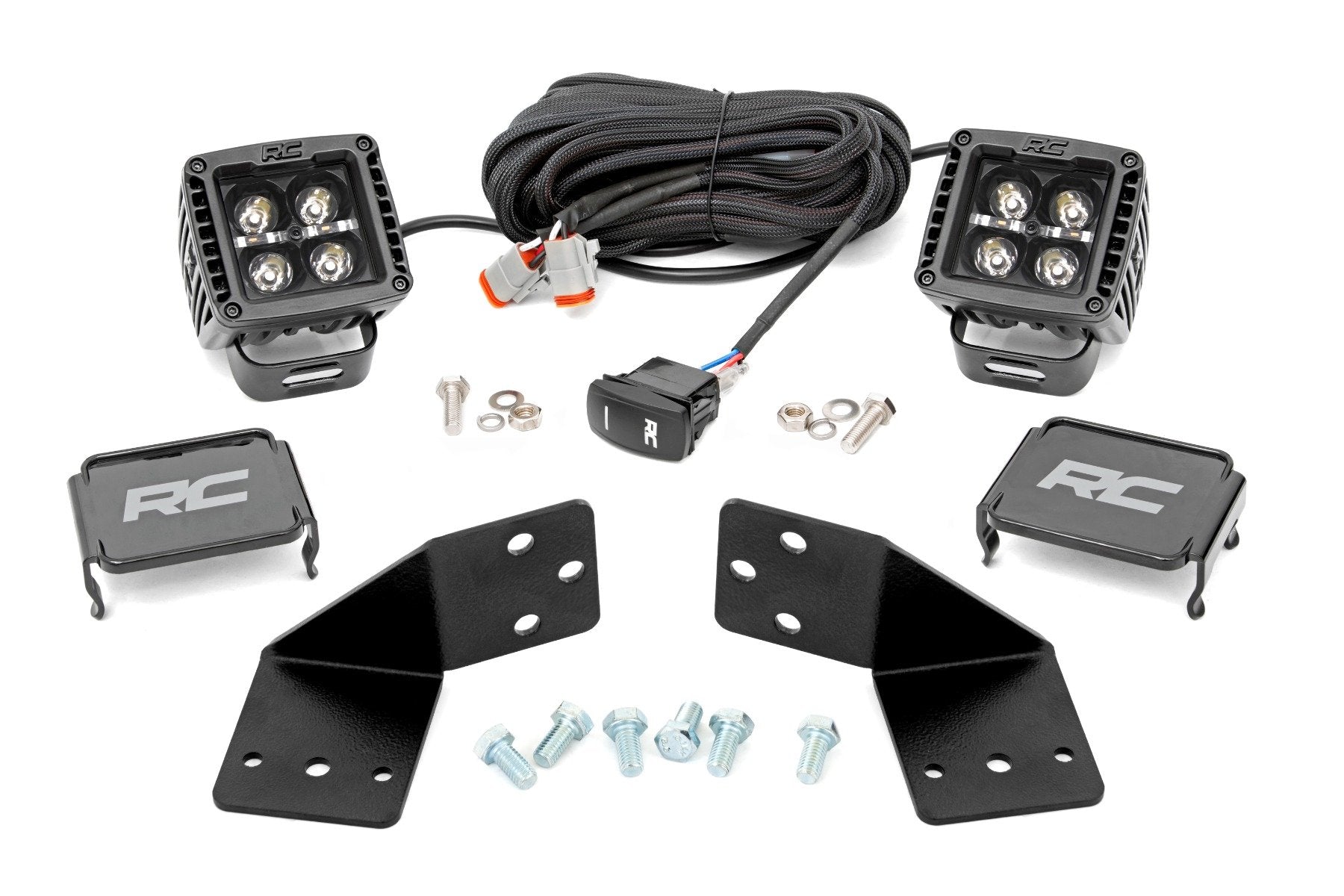 Rough Country LED Light Kit | Rear Mount | 2" Black Pair | Amber DRL | CFMOTO UFORCE 1000
