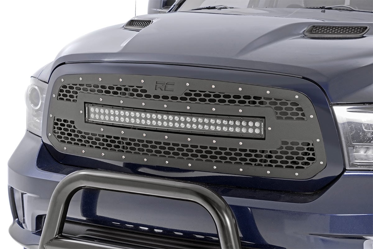 Rough Country Mesh Grille | 30" Dual Row LED | Black | Ram 1500 2WD/4WD (2013-2018 & Classic)