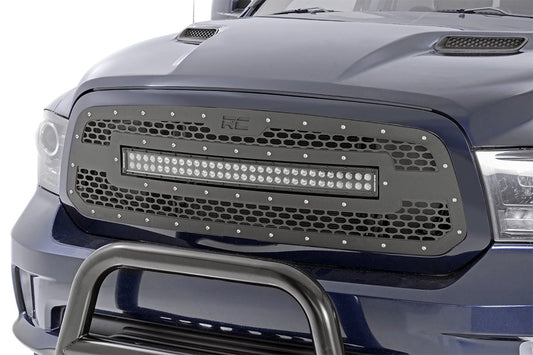 Rough Country Mesh Grille | 30" Dual Row LED | Black | Ram 1500 2WD/4WD (2013-2018 & Classic)