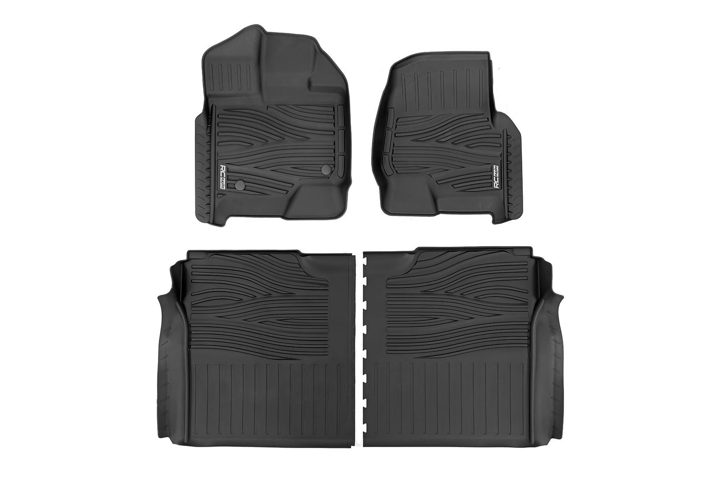 Rough Country Flex-Fit Floor Mats | FR & RR | Ford F-150 (15-25)/F-150 Lightning (22-25)/Raptor (17-25)