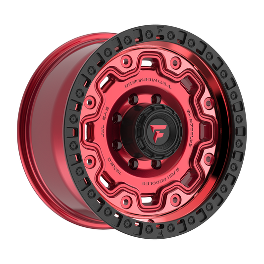Fittipaldi FT100 Custom Wheel Gloss Red with Machined Face, Red Tint, and Satin Black Lip