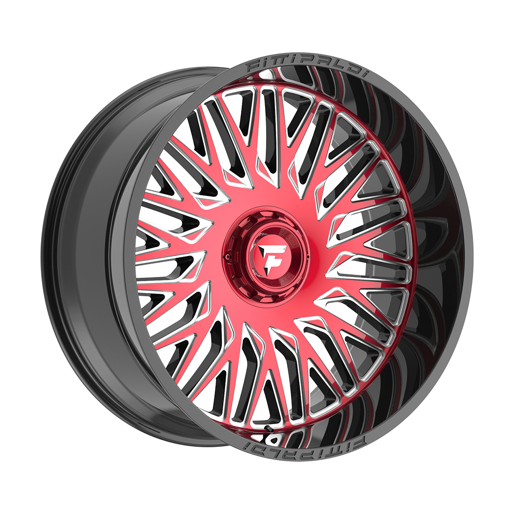 Fittipaldi FA07 Custom Wheel Gloss Black Machined Face with Red Tint and Milled Windows