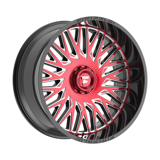 Fittipaldi FA07 Custom Wheel Gloss Black Machined Face with Red Tint and Milled Windows