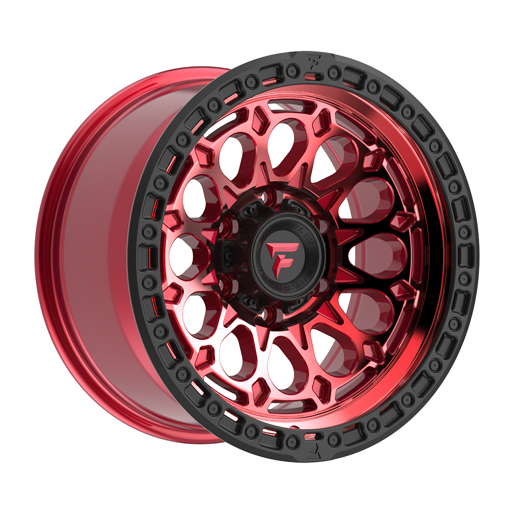 Fittipaldi FT101 Custom Wheel Gloss Red with Machined Face, Red Tint, and Satin Black Lip