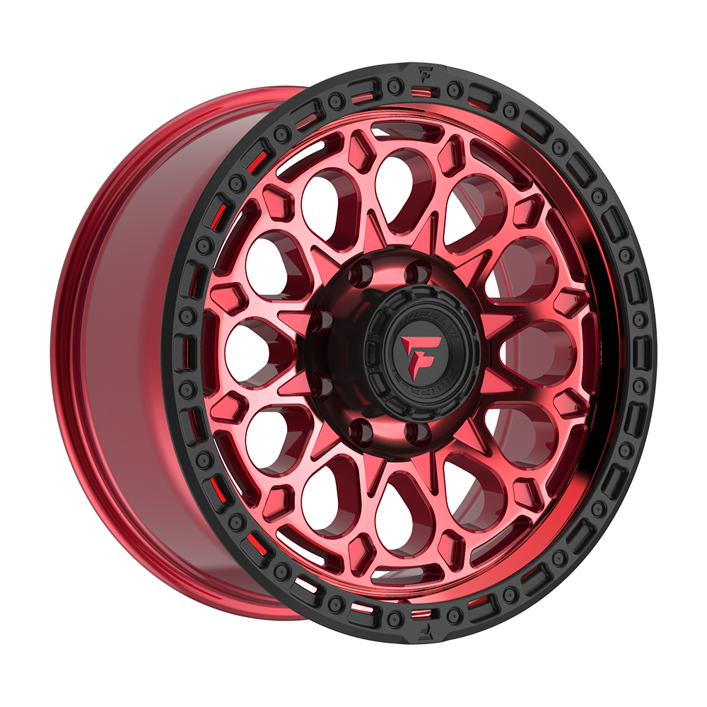 Fittipaldi FT101 Custom Wheel Gloss Red with Machined Face, Red Tint, and Satin Black Lip