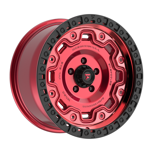 Fittipaldi FT100 Custom Wheel Gloss Red with Machined Face, Red Tint, and Satin Black Lip