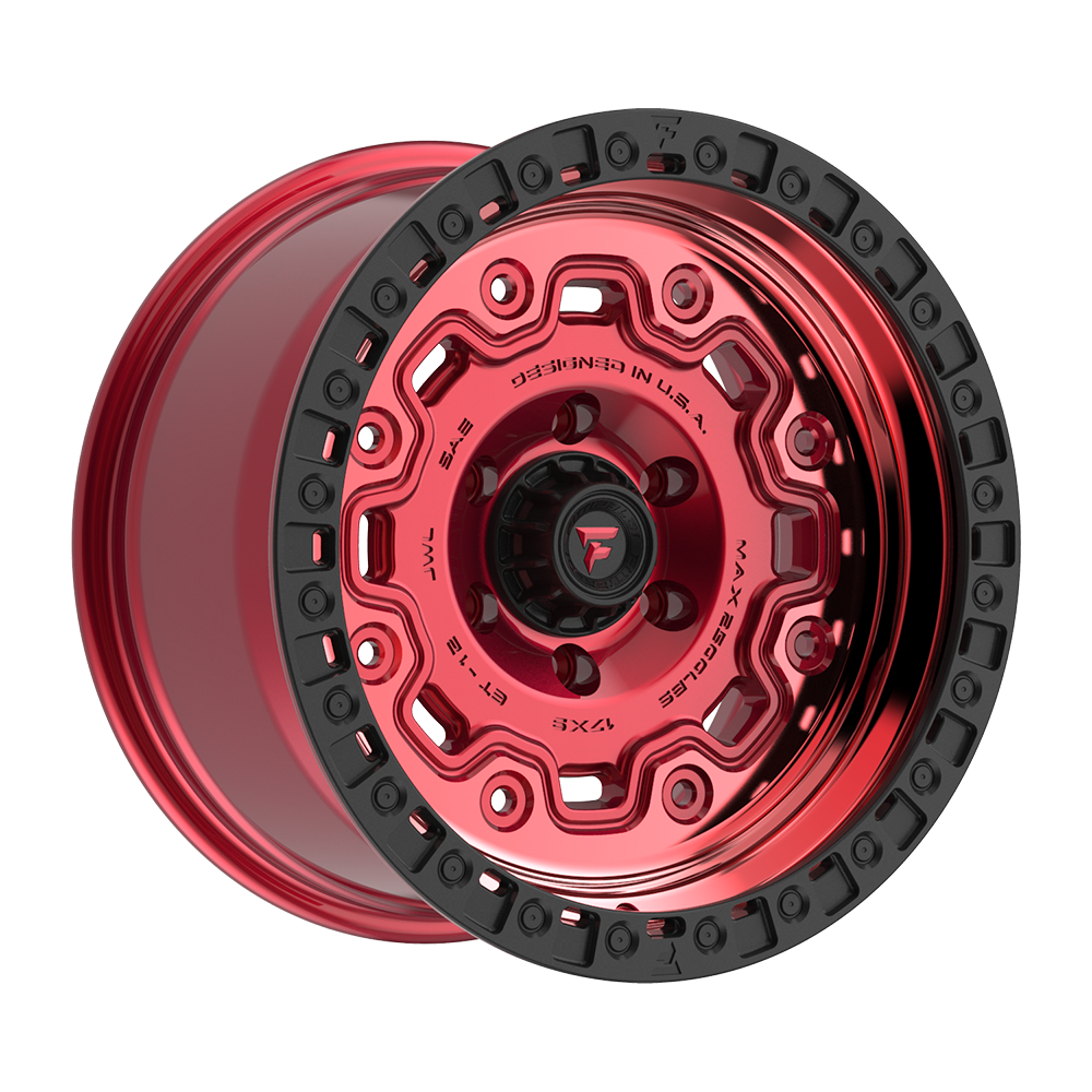 Fittipaldi FT100 Custom Wheel Gloss Red with Machined Face, Red Tint, and Satin Black Lip