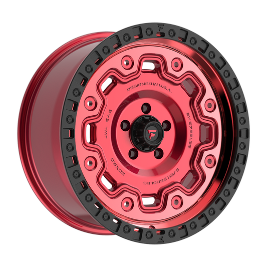 Fittipaldi FT100 Custom Wheel Gloss Red with Machined Face, Red Tint, and Satin Black Lip