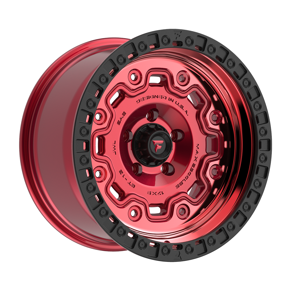Fittipaldi FT100 Custom Wheel Gloss Red with Machined Face, Red Tint, and Satin Black Lip