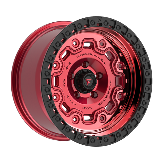 Fittipaldi FT100 Custom Wheel Gloss Red with Machined Face, Red Tint, and Satin Black Lip