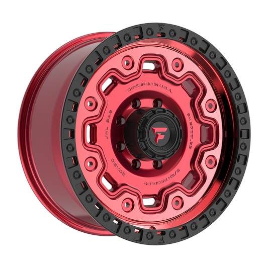 Fittipaldi FT100 Custom Wheel Gloss Red with Machined Face, Red Tint, and Satin Black Lip