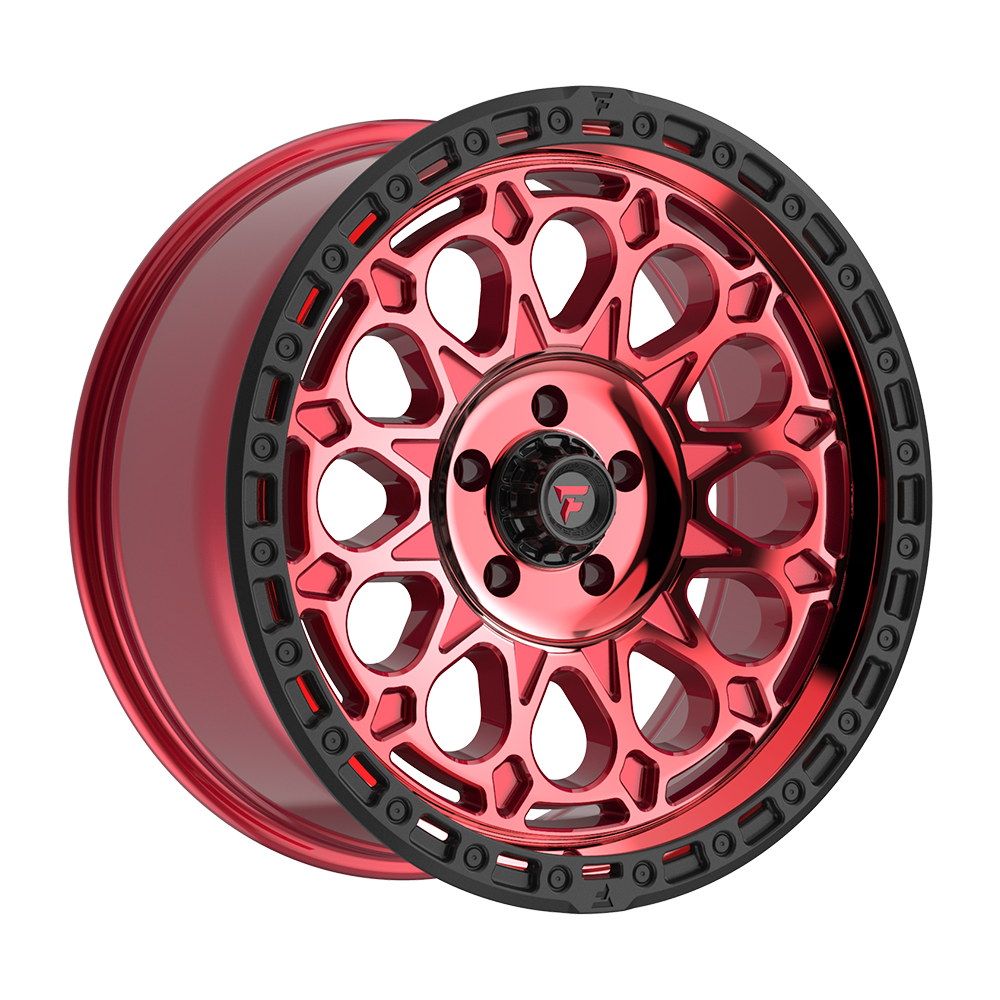 Fittipaldi FT101 Custom Wheel Gloss Red with Machined Face, Red Tint, and Satin Black Lip