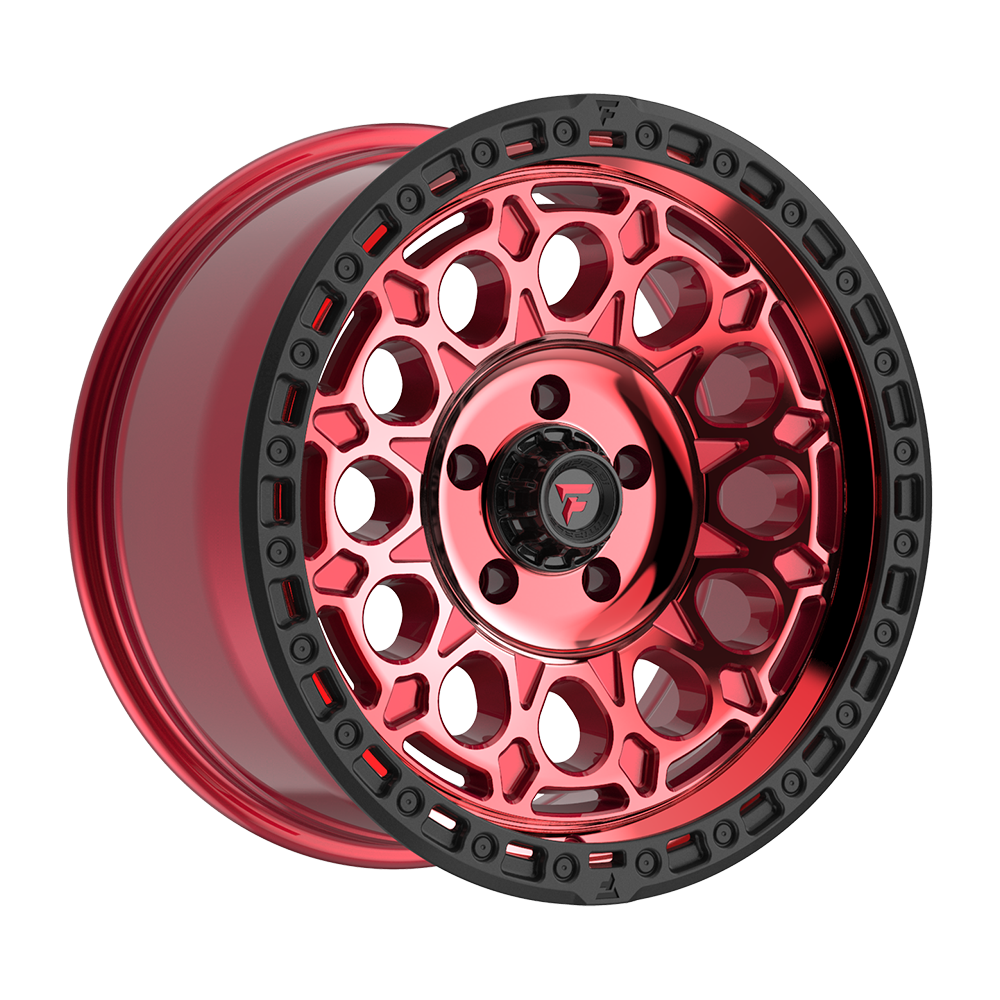 Fittipaldi FT101 Custom Wheel Gloss Red with Machined Face, Red Tint, and Satin Black Lip