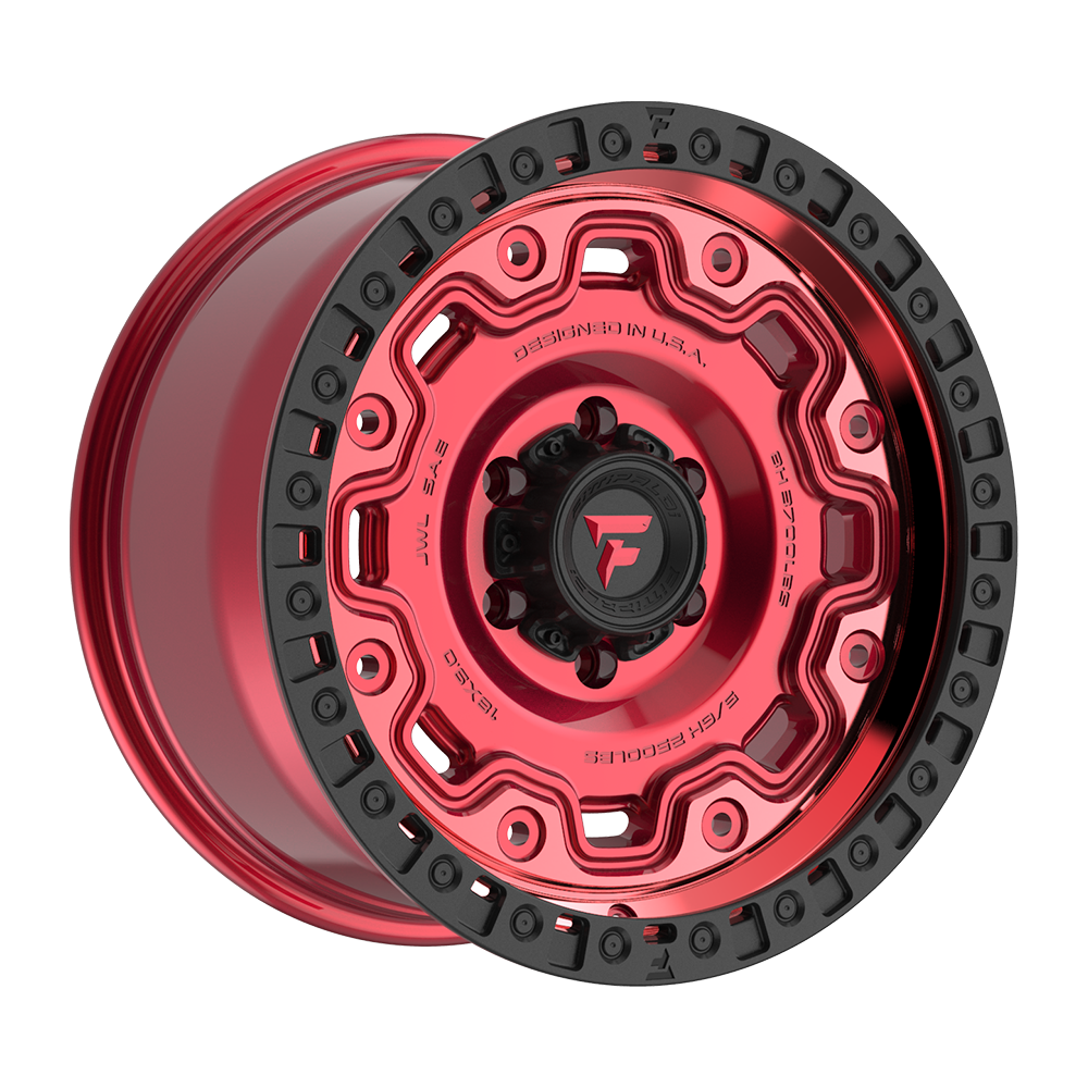 Fittipaldi FT100 Custom Wheel Gloss Red with Machined Face, Red Tint, and Satin Black Lip