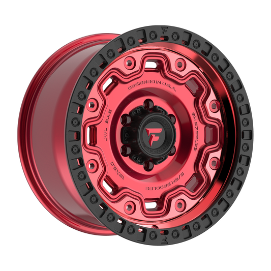Fittipaldi FT100 Custom Wheel Gloss Red with Machined Face, Red Tint, and Satin Black Lip