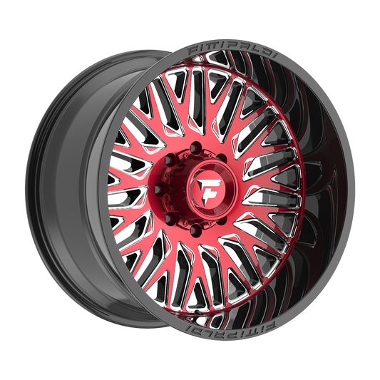 Fittipaldi FA07 Custom Wheel Gloss Black Machined Face with Red Tint and Milled Windows