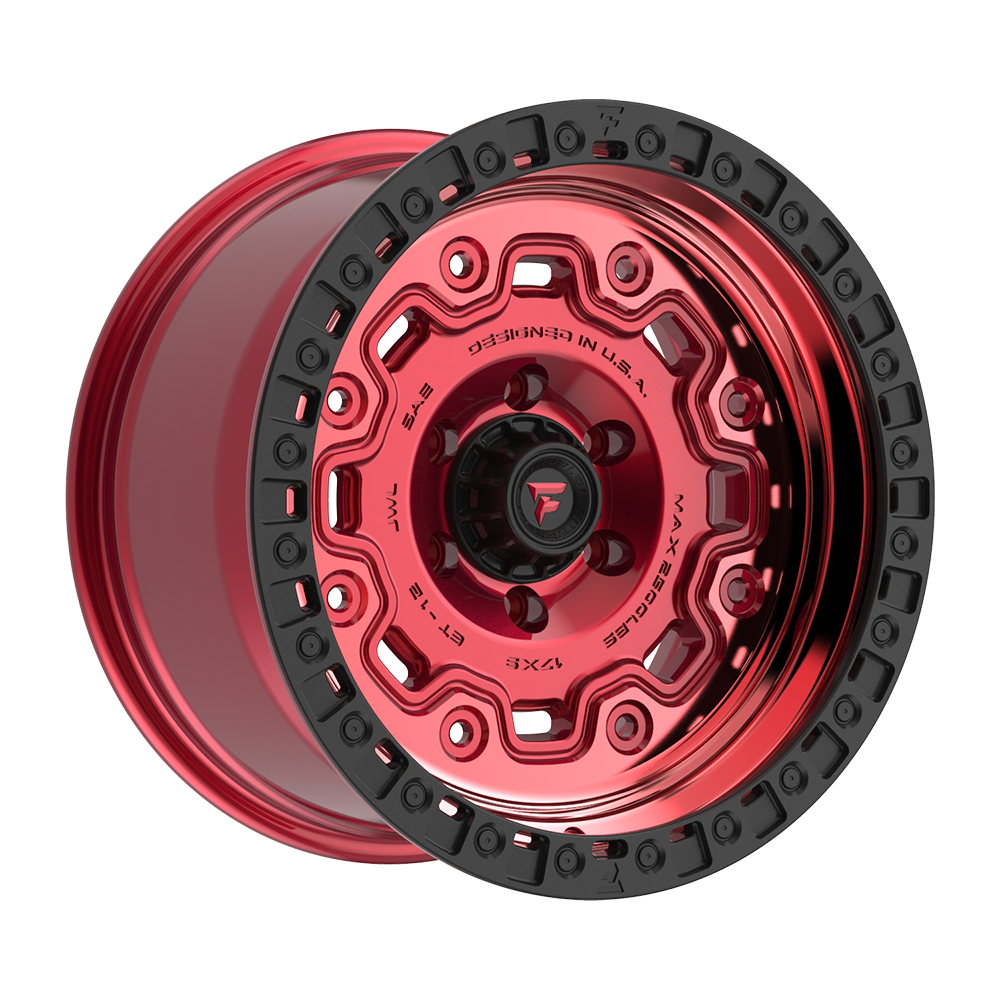Fittipaldi FT100 Custom Wheel Gloss Red with Machined Face, Red Tint, and Satin Black Lip