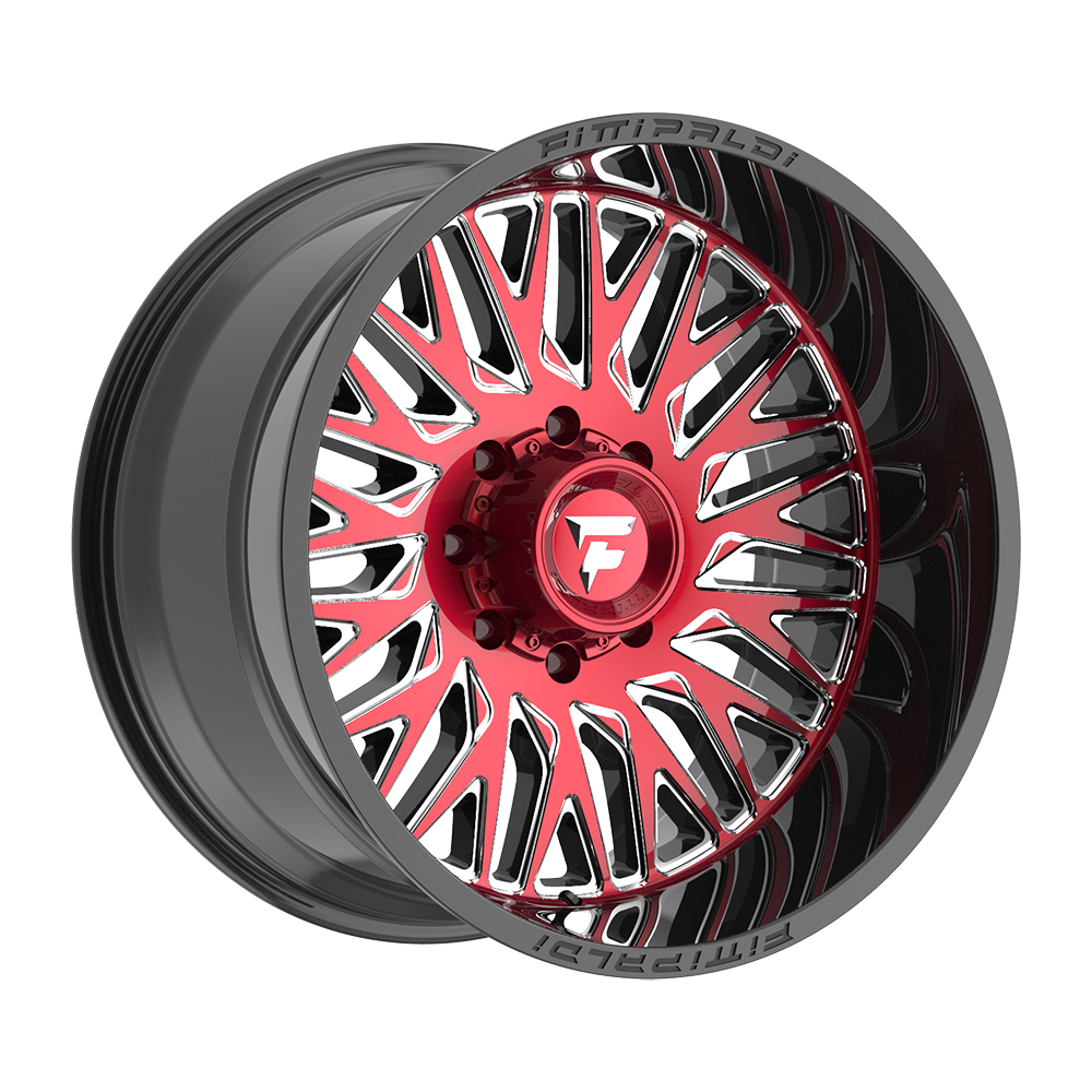 Fittipaldi FA07 Custom Wheel Gloss Black Machined Face with Red Tint and Milled Windows