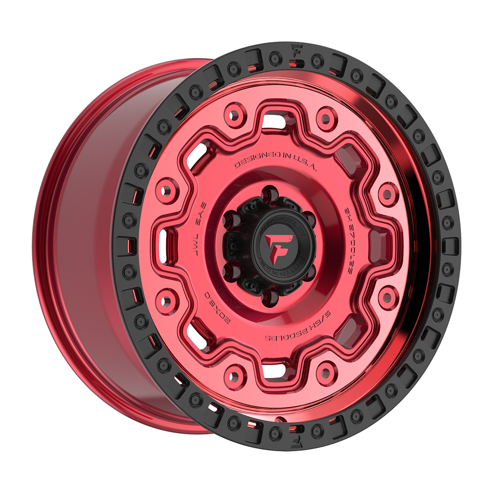 Fittipaldi FT100 Custom Wheel Gloss Red with Machined Face, Red Tint, and Satin Black Lip