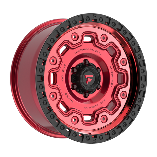 Fittipaldi FT100 Custom Wheel Gloss Red with Machined Face, Red Tint, and Satin Black Lip