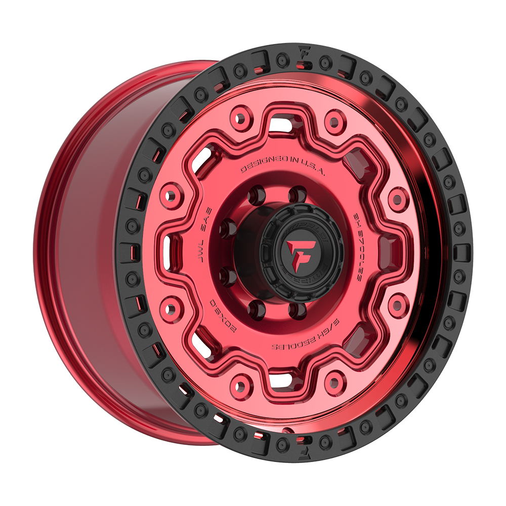 Fittipaldi FT100 Custom Wheel Gloss Red with Machined Face, Red Tint, and Satin Black Lip