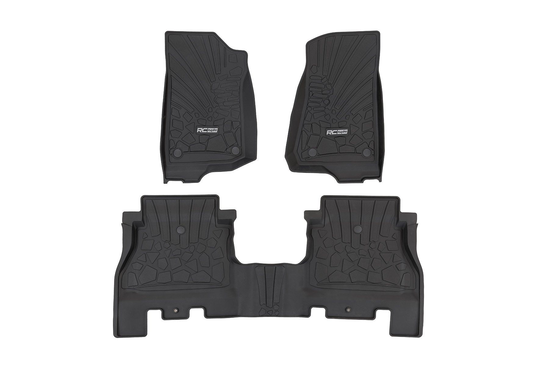 Rough Country Flex Fit Floor Mats | FR & RR | 4 Door | Jeep Wrangler Unlimited 4WD (18-26)