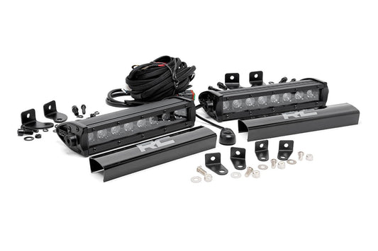 Rough Country LED Light Kit | Grille Mount | 8" Black Pair | Ford F-250 Super Duty (17-19)