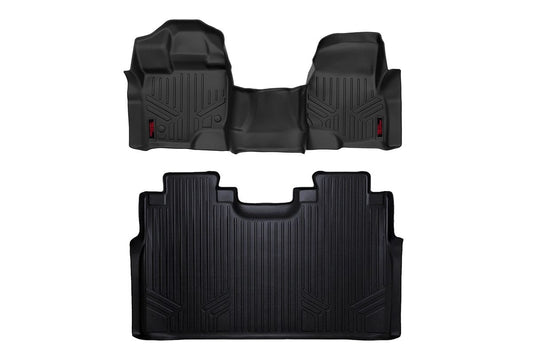 Rough Country Floor Mats | FR & RR | Over Hump | Ford F-150 (15-25)/F-150 Lightning (22-25)/Raptor (17-25)