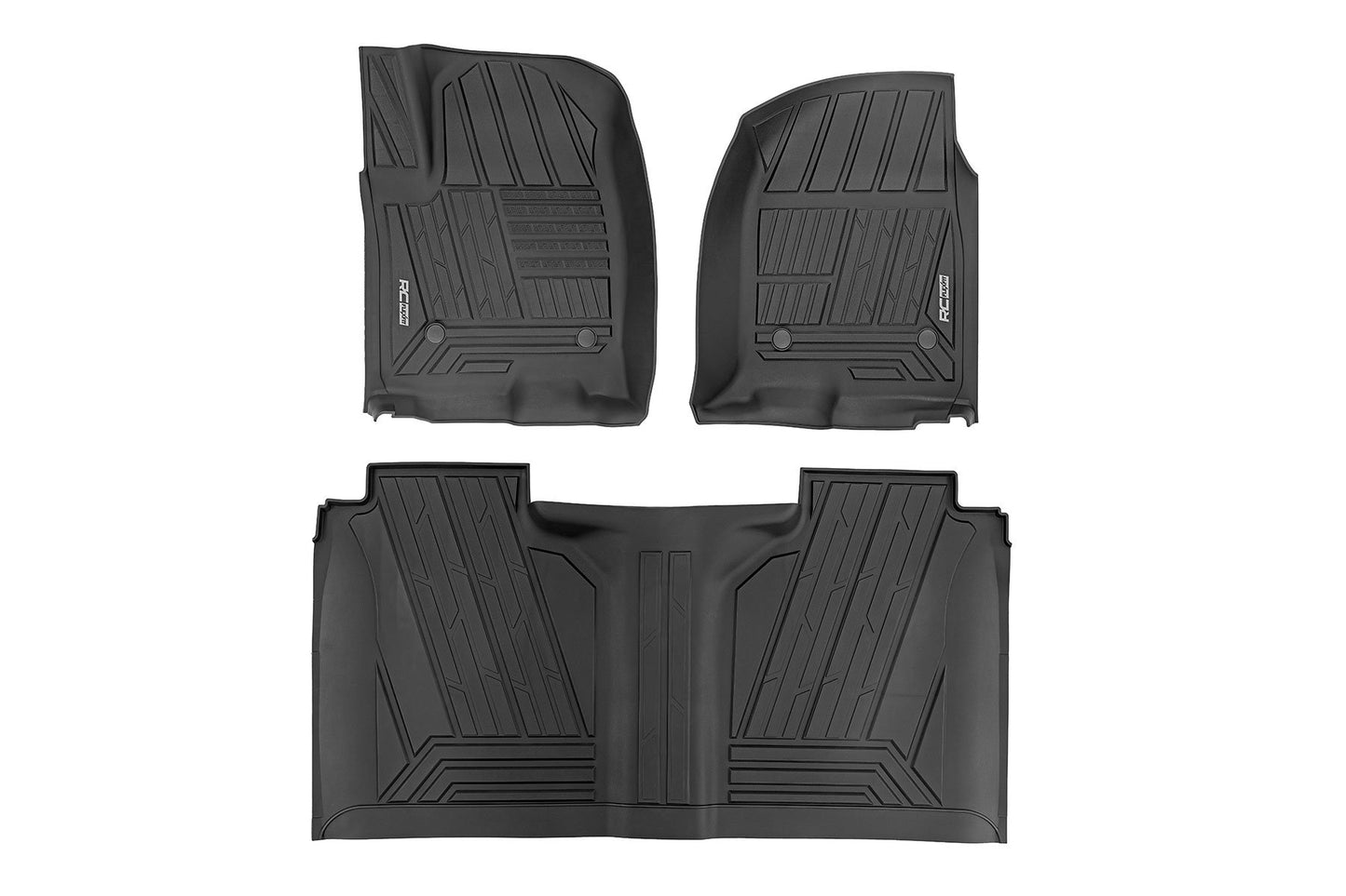 Rough Country Flex-Fit Floor Mats | FR & RR | FR Bucket | Crew | Chevy/GMC 1500/2500HD/3500HD (19-26)