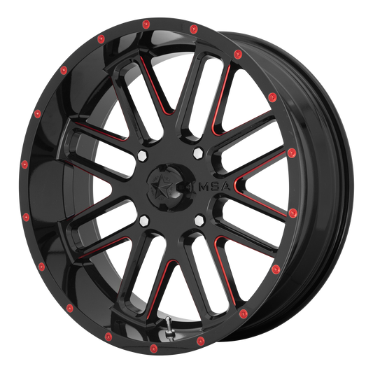 MSA Offroad Wheels M35 BANDIT GLOSS BLACK MILLED WITH RED TINT