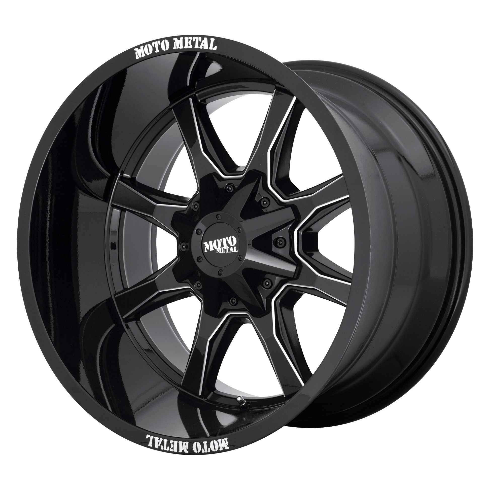 Moto Metal MO970 GLOSS BLACK WITH MILLED SPOKE & MOTO METAL ON LIP