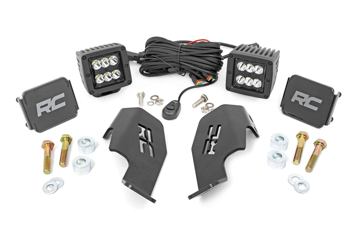 Rough Country LED Light Kit | Cage Mount | 2" Black Pair | Honda Talon 1000