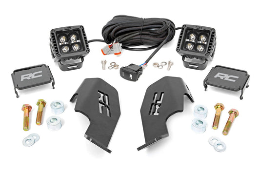 Rough Country LED Light Kit | Cage Mount | 2" Black Pair | Amber DRL | Honda Talon 1000