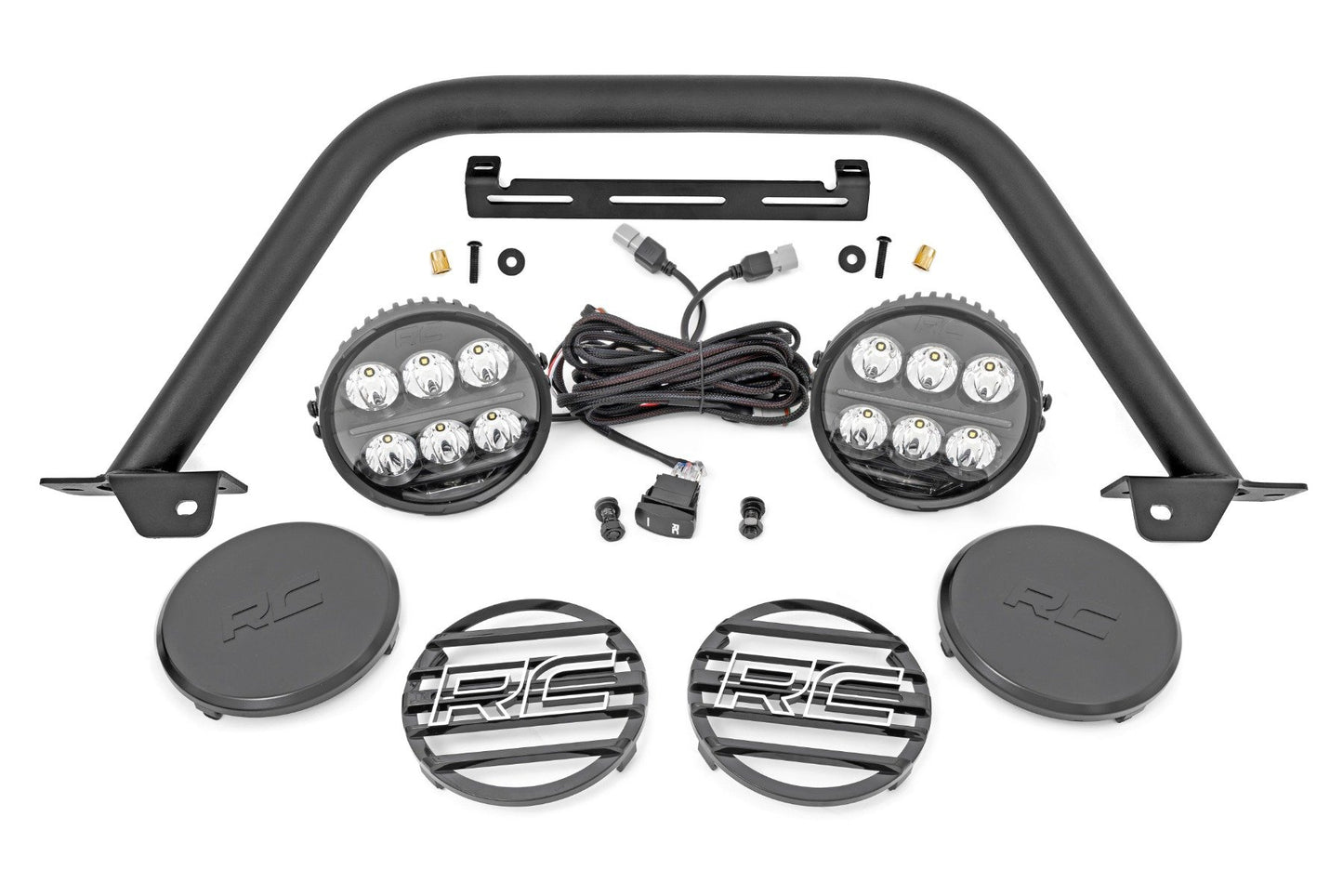 Rough Country Safari Bar | 6.5 Inch Round LED | OE Modular Steel | Ford Bronco 4WD (21-25)