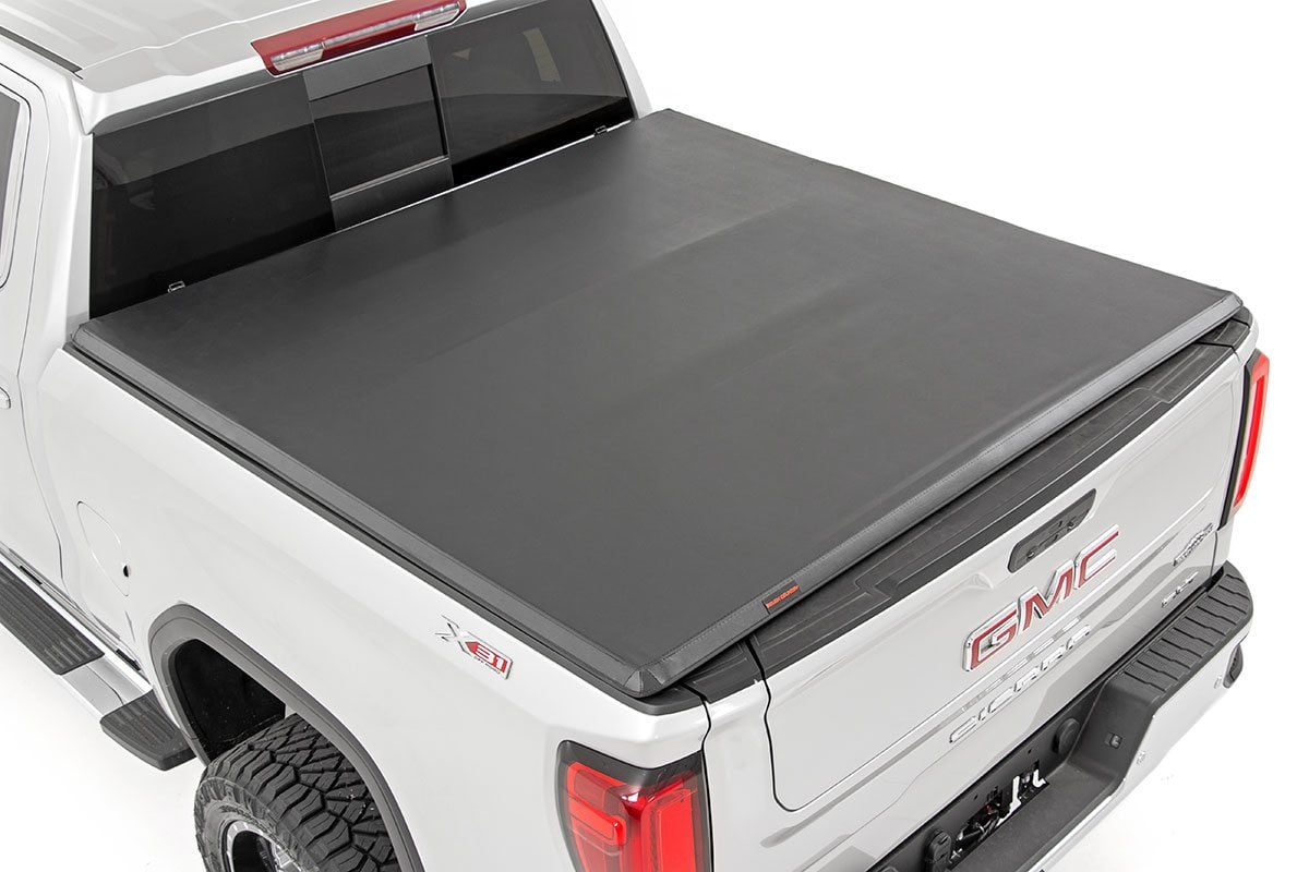 Rough Country Soft Tri-Fold Bed Cover | 5'10" Bed | Chevy/GMC Sierra 1500 (19-26)/Silverado 1500 (19-26)