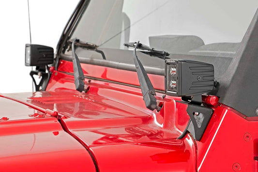 Rough Country Light Mounts | Lower Windshield | Jeep Wrangler TJ (97-06)/Wrangler Unlimited (04-06)