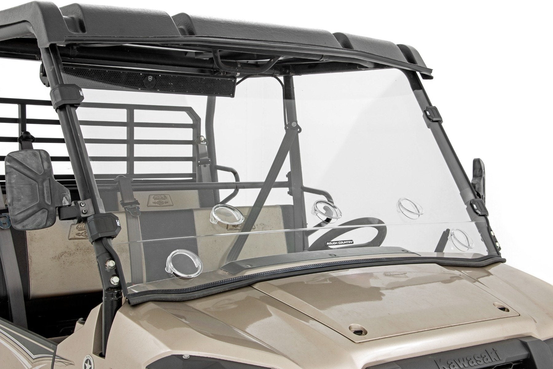 Rough Country Vented Full Windshield | Scratch Resistant | Kawasaki Mule PRO-FX