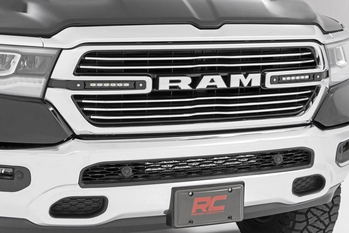 Rough Country Dual 6in LED Grille Kit | Black Slimline | Ram 1500 2WD/4WD (2019-2024)
