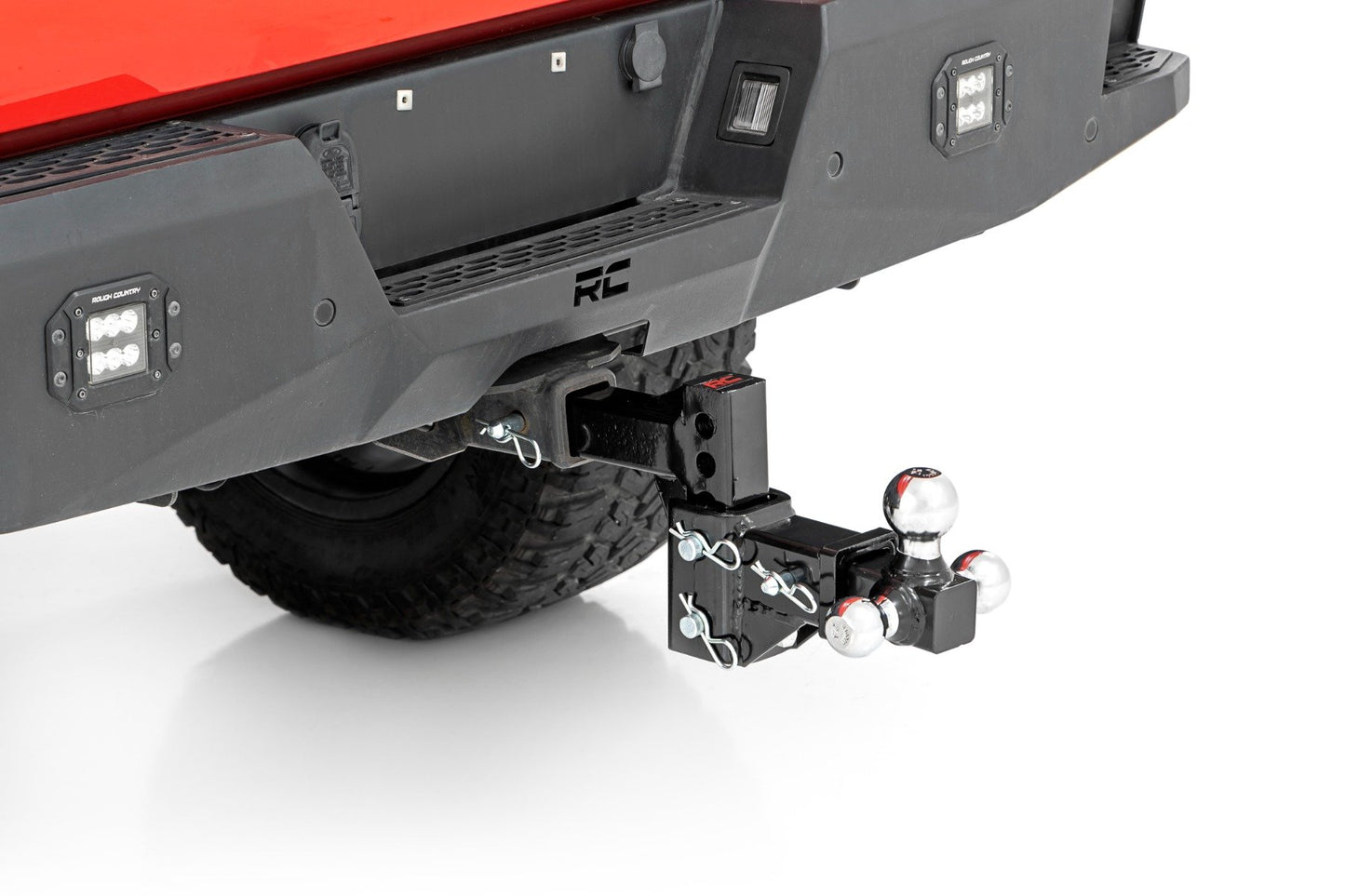 Rough Country Adjustable Trailer Hitch | 6 Inch Drop | Multi-Ball Mount | Fits 2 Inch Receiver