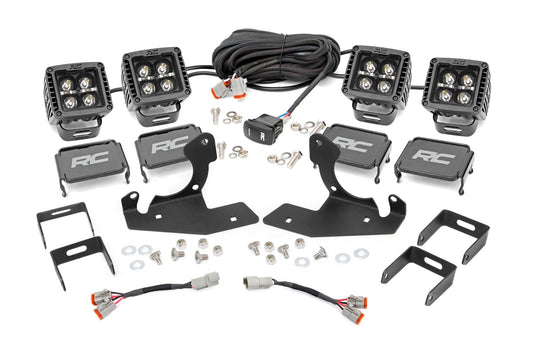 Rough Country LED Light Kit | Fog Mount | 2" Black Pair | White DRL | Chevy Silverado 2500 HD/3500 HD (11-14)