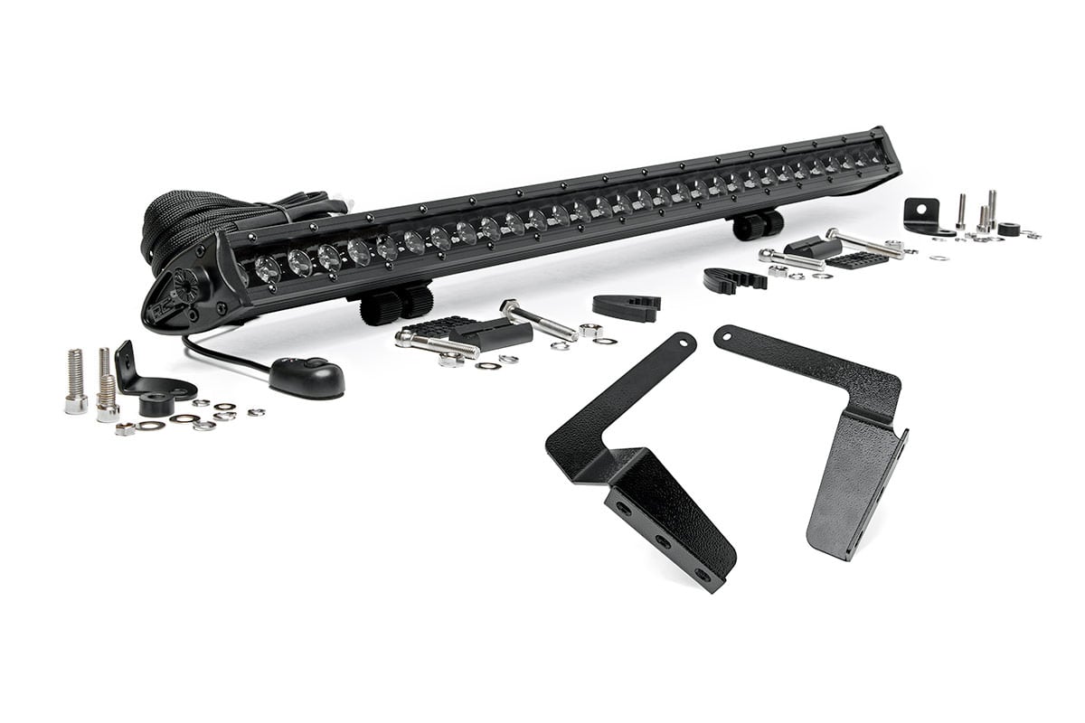 Rough Country LED Light Kit | Bumper Mount | 30" Black Single Row | Toyota Tundra (14-21)
