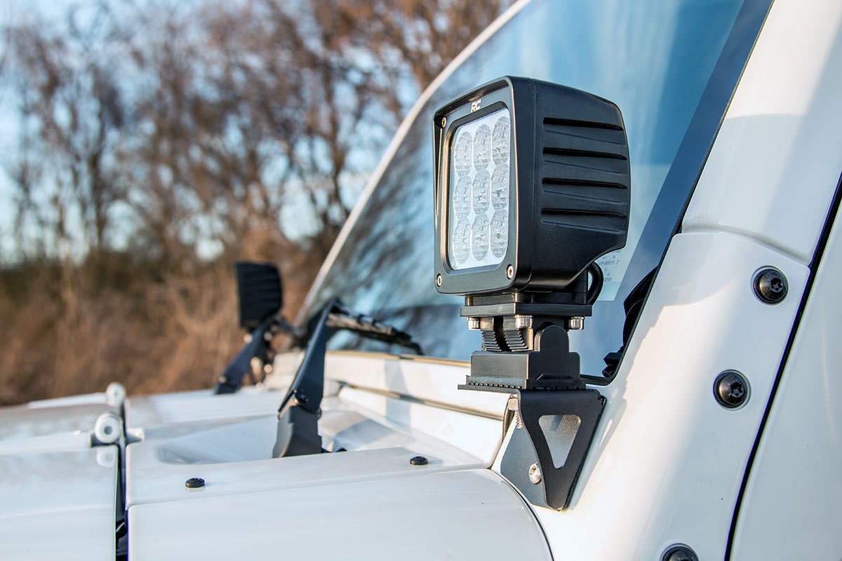 Rough Country Light Mounts | Lower Windshield | Jeep Wrangler JK/Wrangler Unlimited  (07-18)