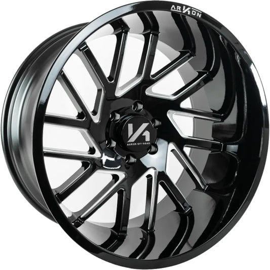 ARKON OFFROAD MANDELA 20X10 8X180 -25 125.5 GLOSS BLACK W/ MILLED EDGES DIRECTIONAL
