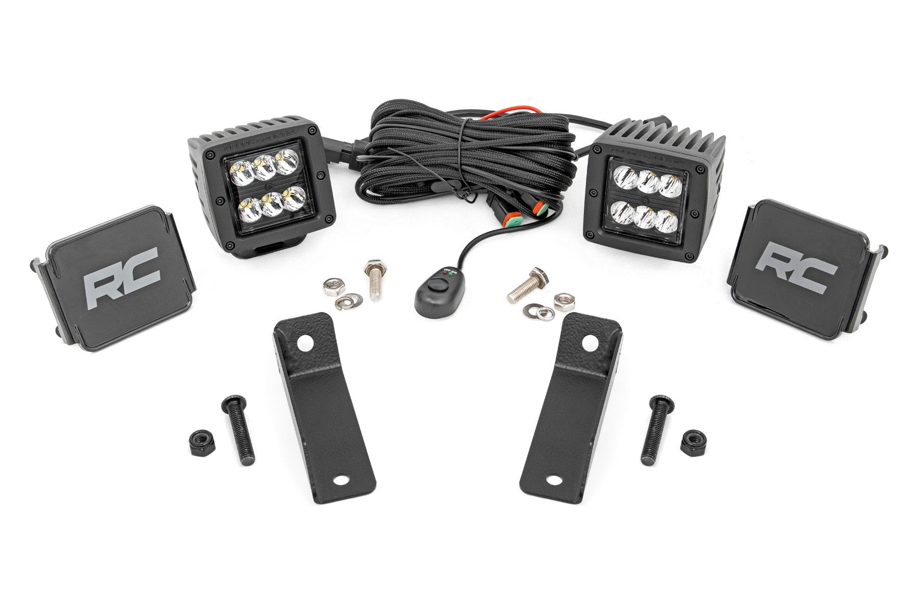 Rough Country LED Light Kit | Rear Mount | 2" Black Pair | Spot | Can-Am Maverick Sport 1000R