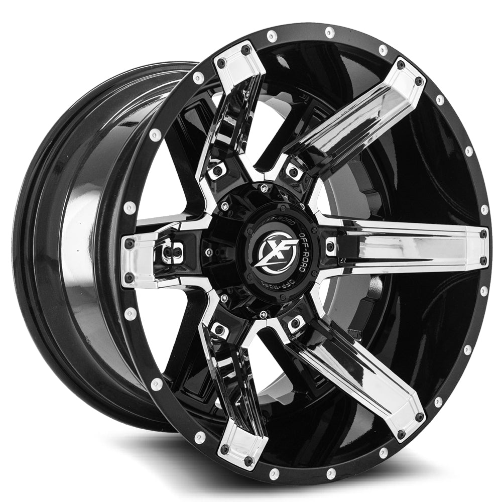 XF Off-Road XF-214 Gloss Black + Chrome Inserts