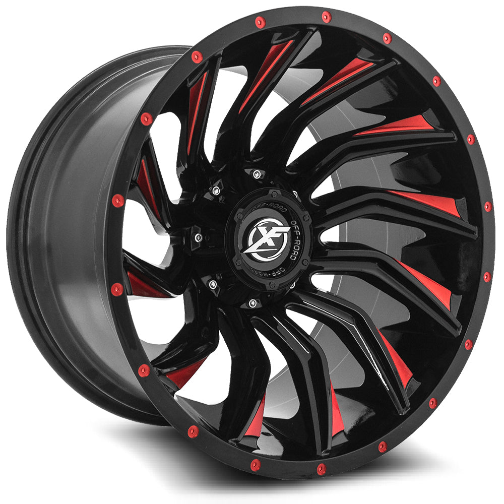 XF Off-Road XF-224 Gloss Black & Red Milled