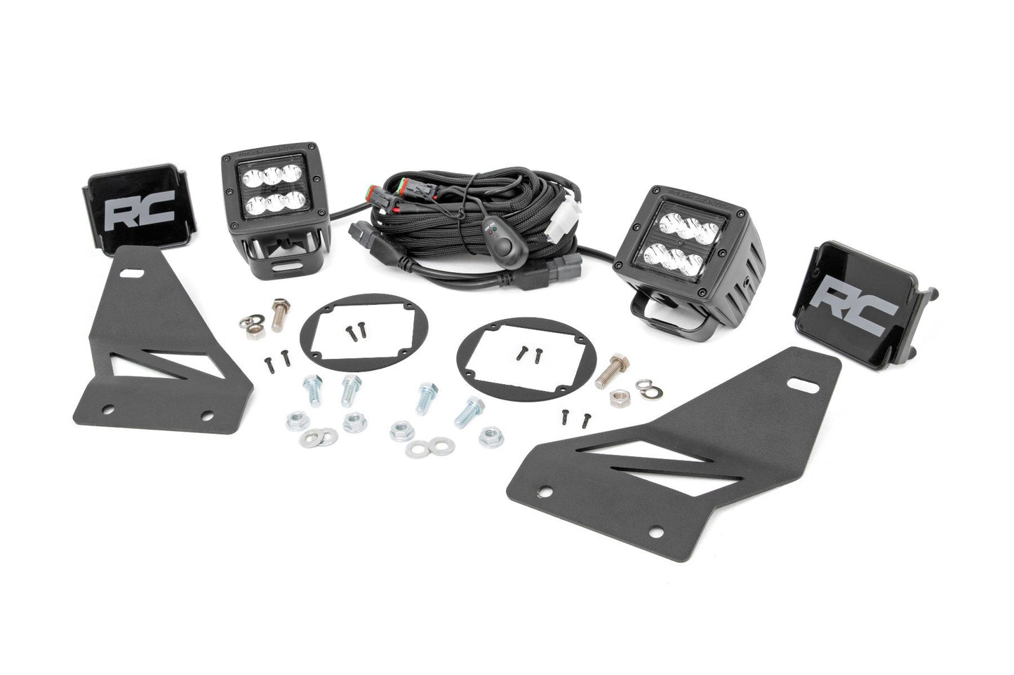 Rough Country LED Light Kit | Fog Mount | 2" Black Pair | Spot | Nissan Frontier (05-20)