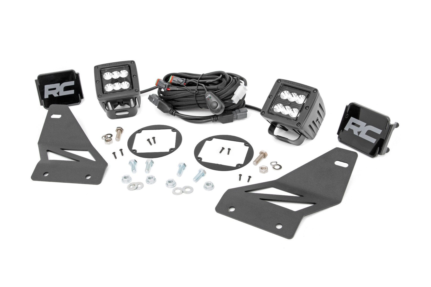 Rough Country LED Light Kit | Fog Mount | 2" Black Pair | Spot | Nissan Frontier (05-20)